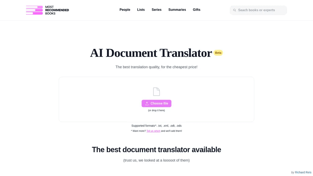 AI Document Translator 官网截图