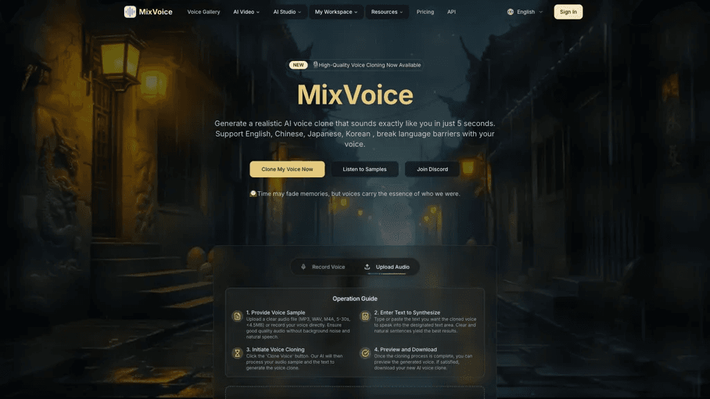Free Voice Cloning 官网截图