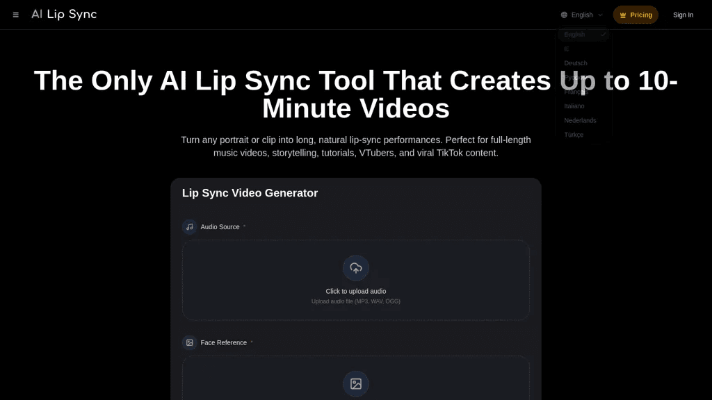 AILipSync.com 官网截图