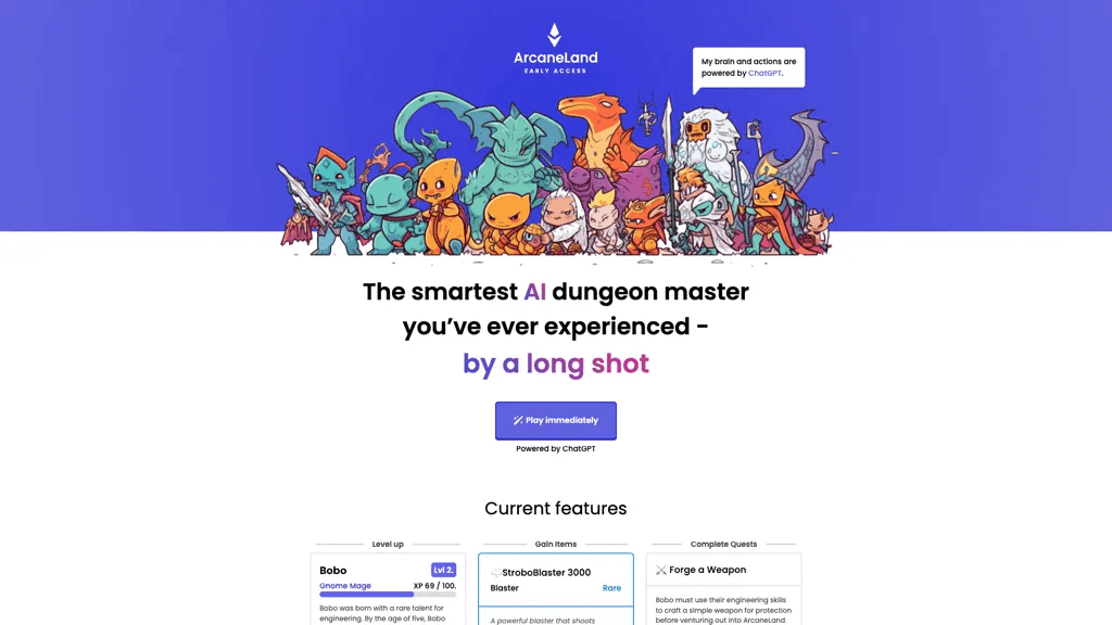 ArcaneLand 官网截图