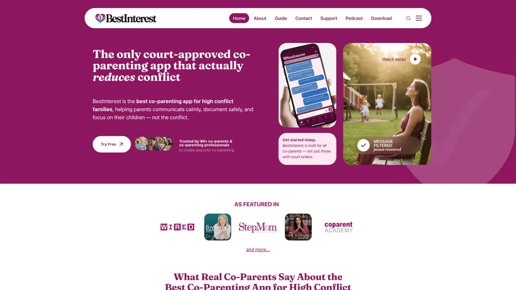 BestInterest for Coparents 官网截图