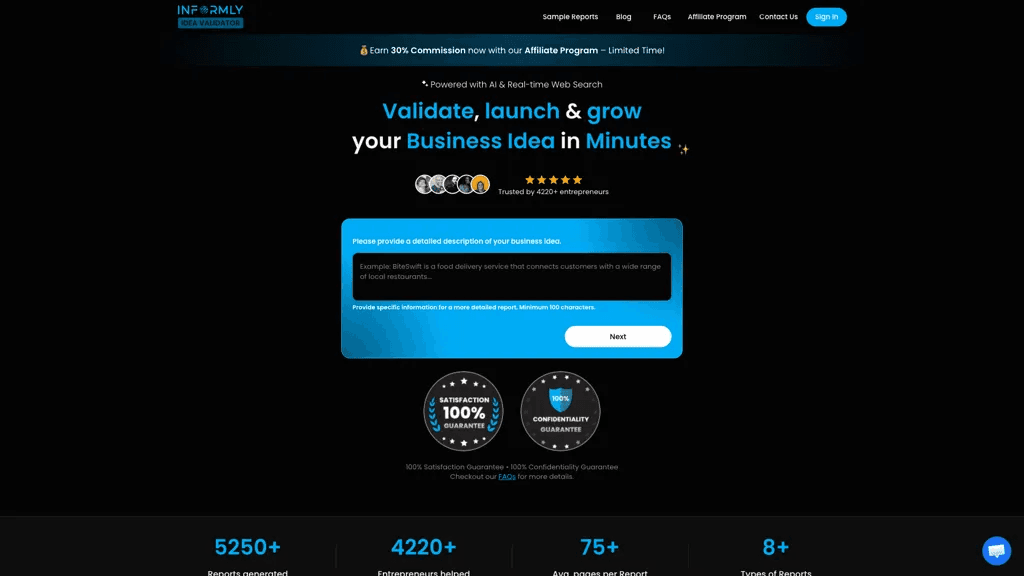 Informly Idea Validator 官网截图