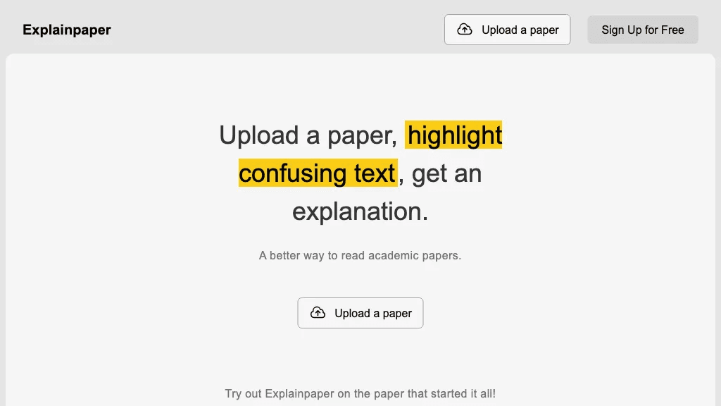Explainpaper 官网截图