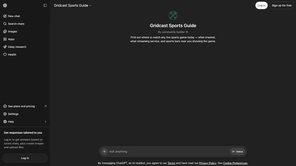 Gridcast Sports Guide 官网截图