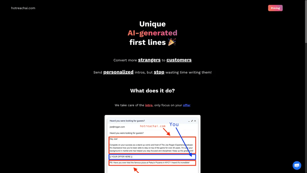 Hot Reach AI 官网截图