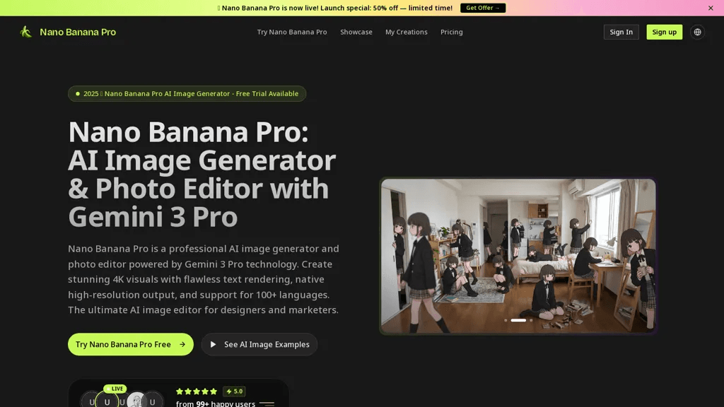NanoBananaAI.Pro 官网截图