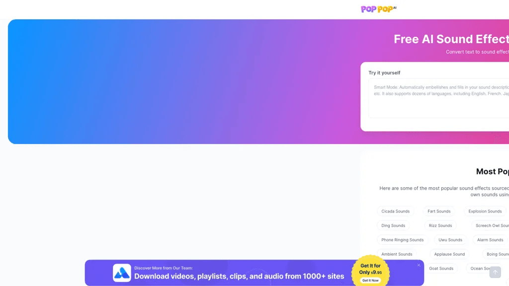 PopPop AI Sound Effect 官网截图