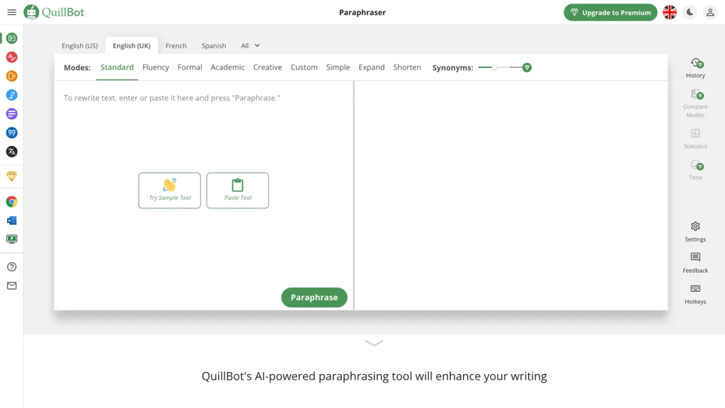 Quillbot Paraphraser 官网截图