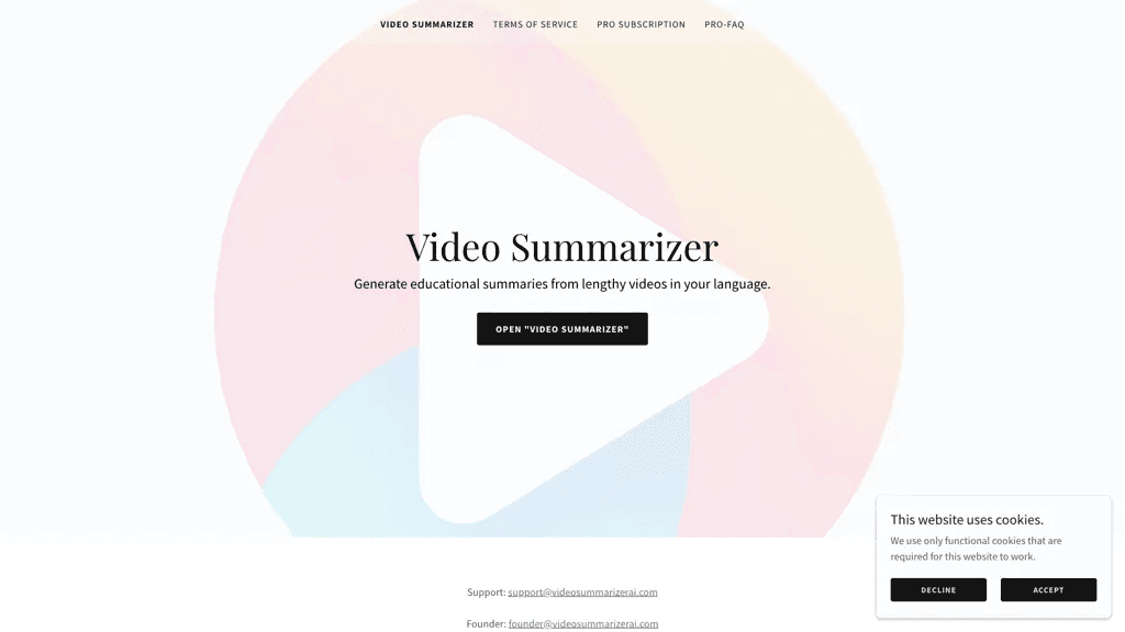Video Summarizer AI 官网截图
