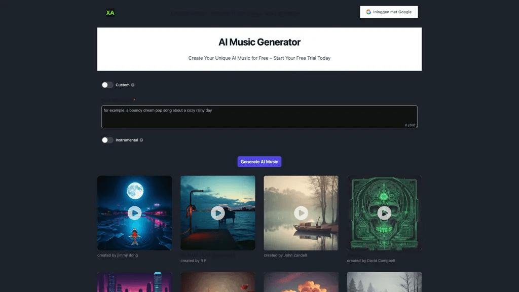 XA music generator 官网截图