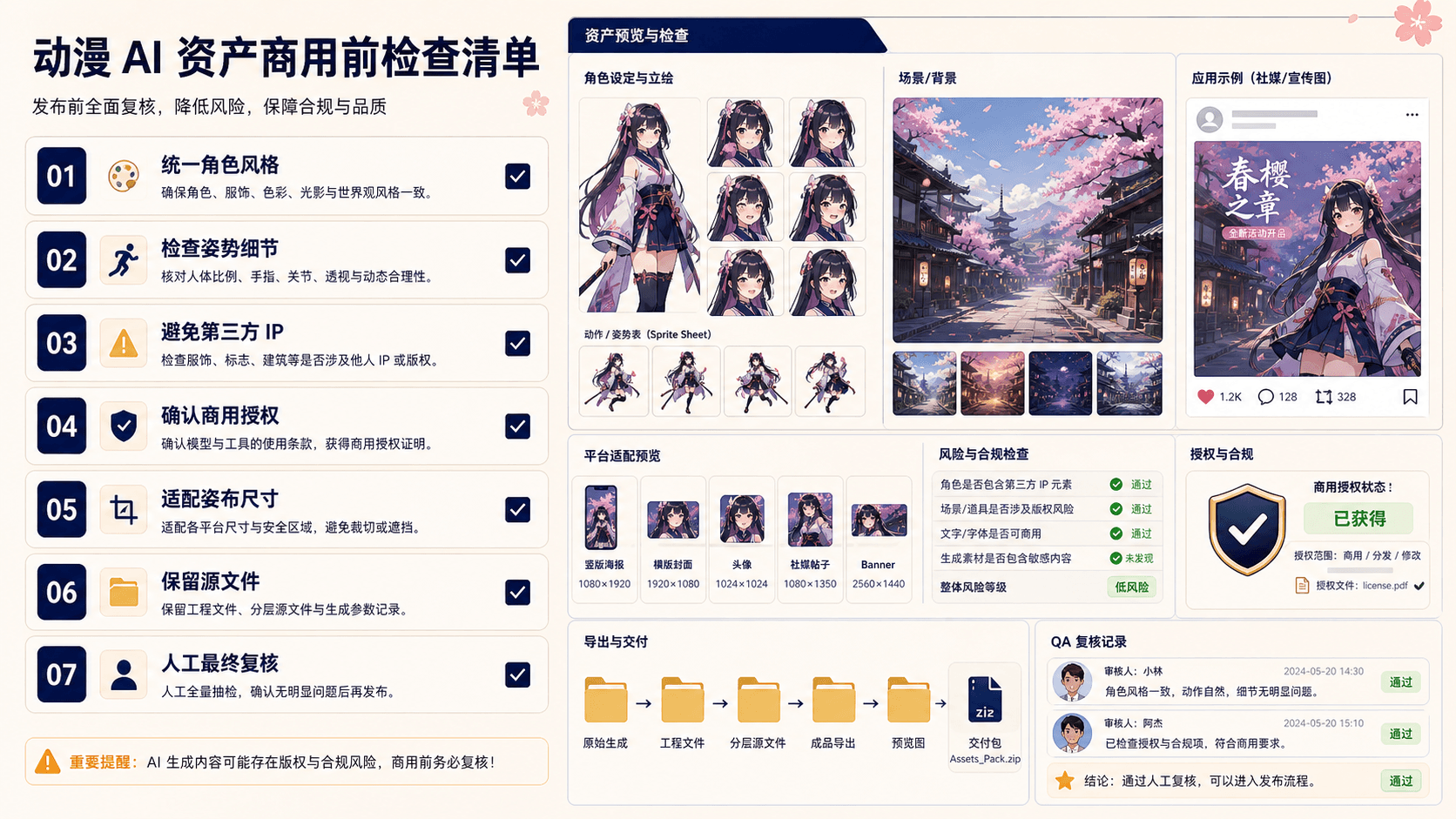 动漫 AI 资产商用前检查清单