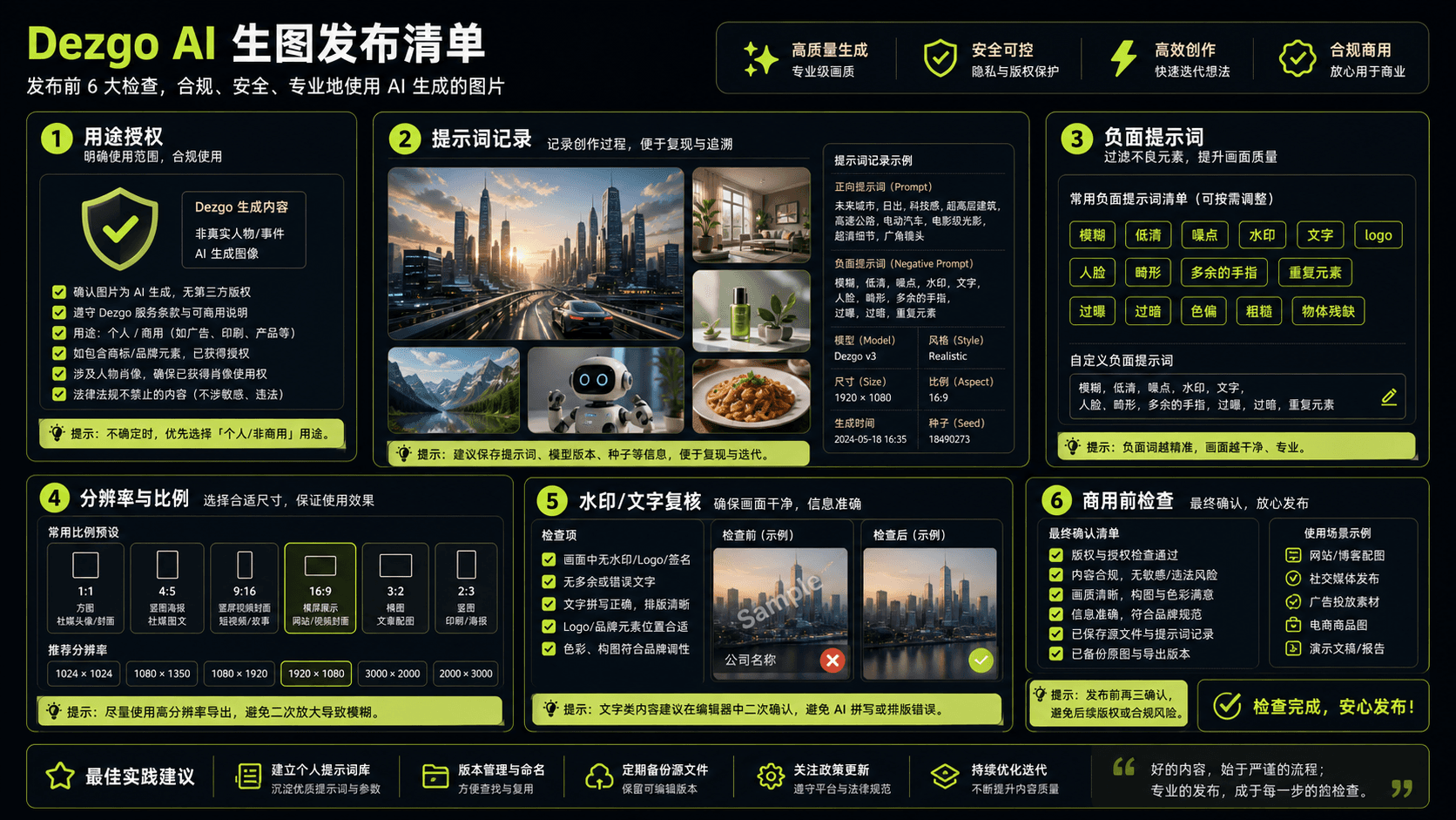Dezgo AI 图像发布前检查清单