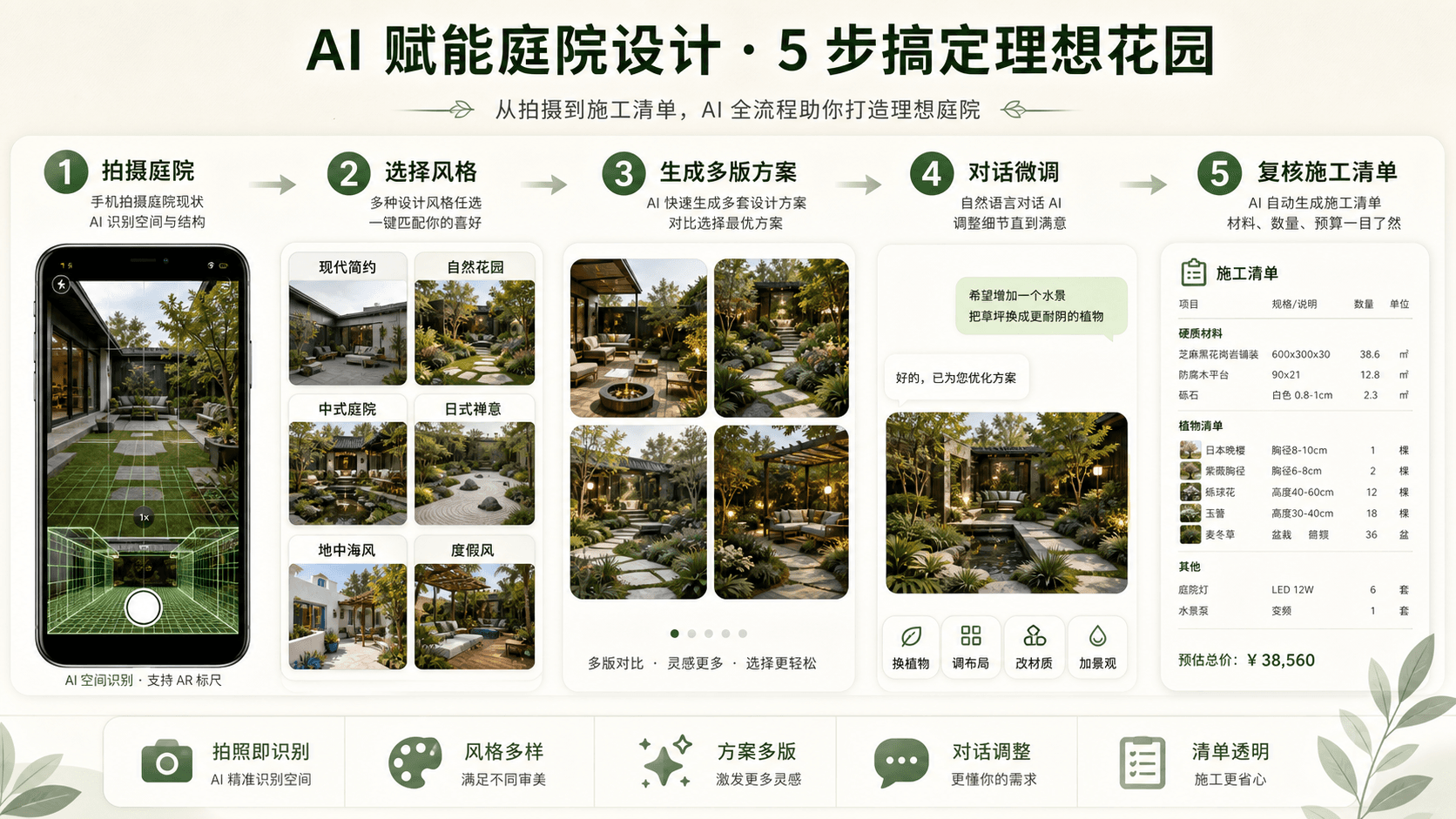 DreamzAR AI 景观设计流程:从拍照到方案复核