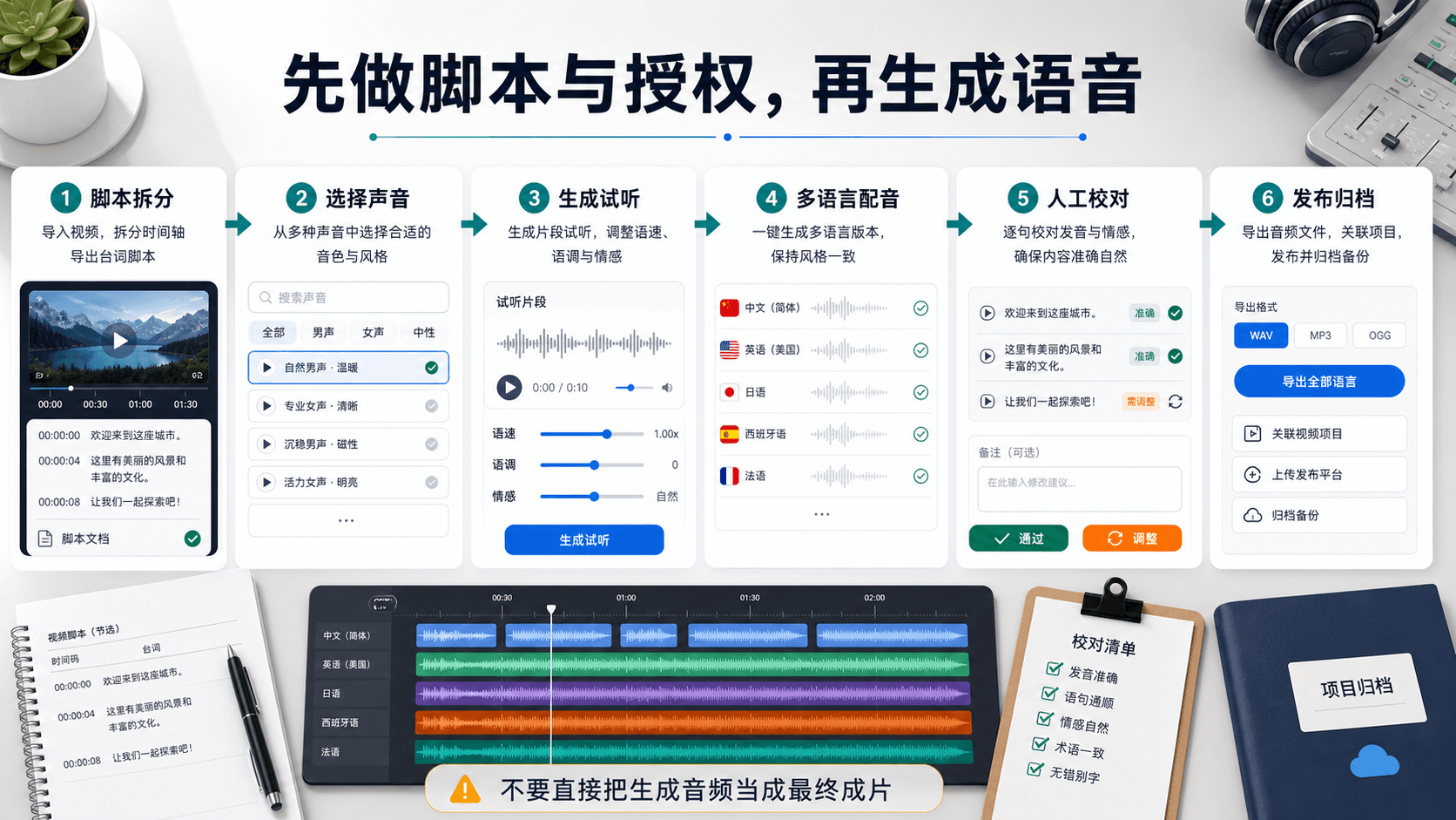 先做脚本与授权,再生成语音