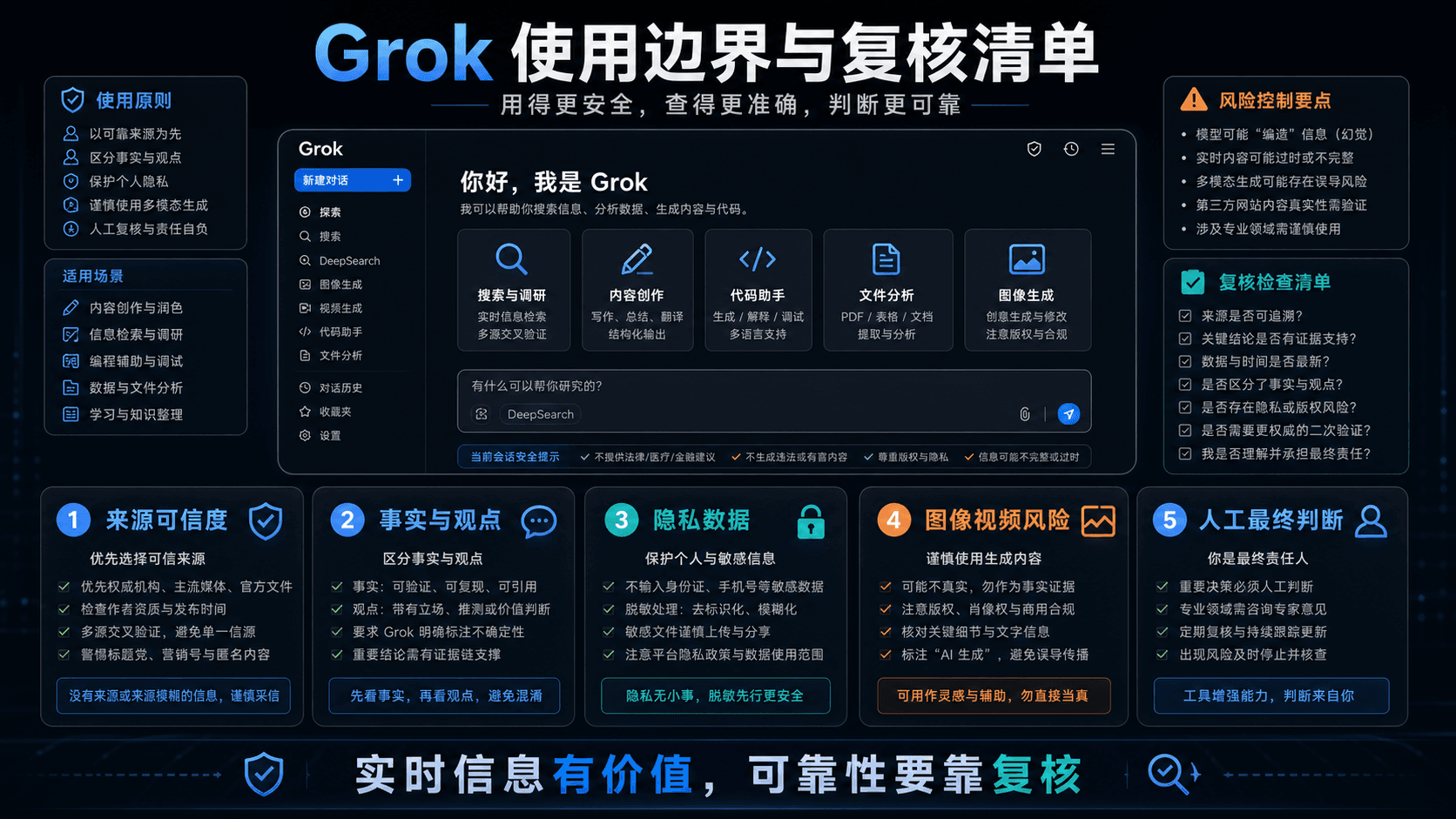 Grok 使用边界与复核清单