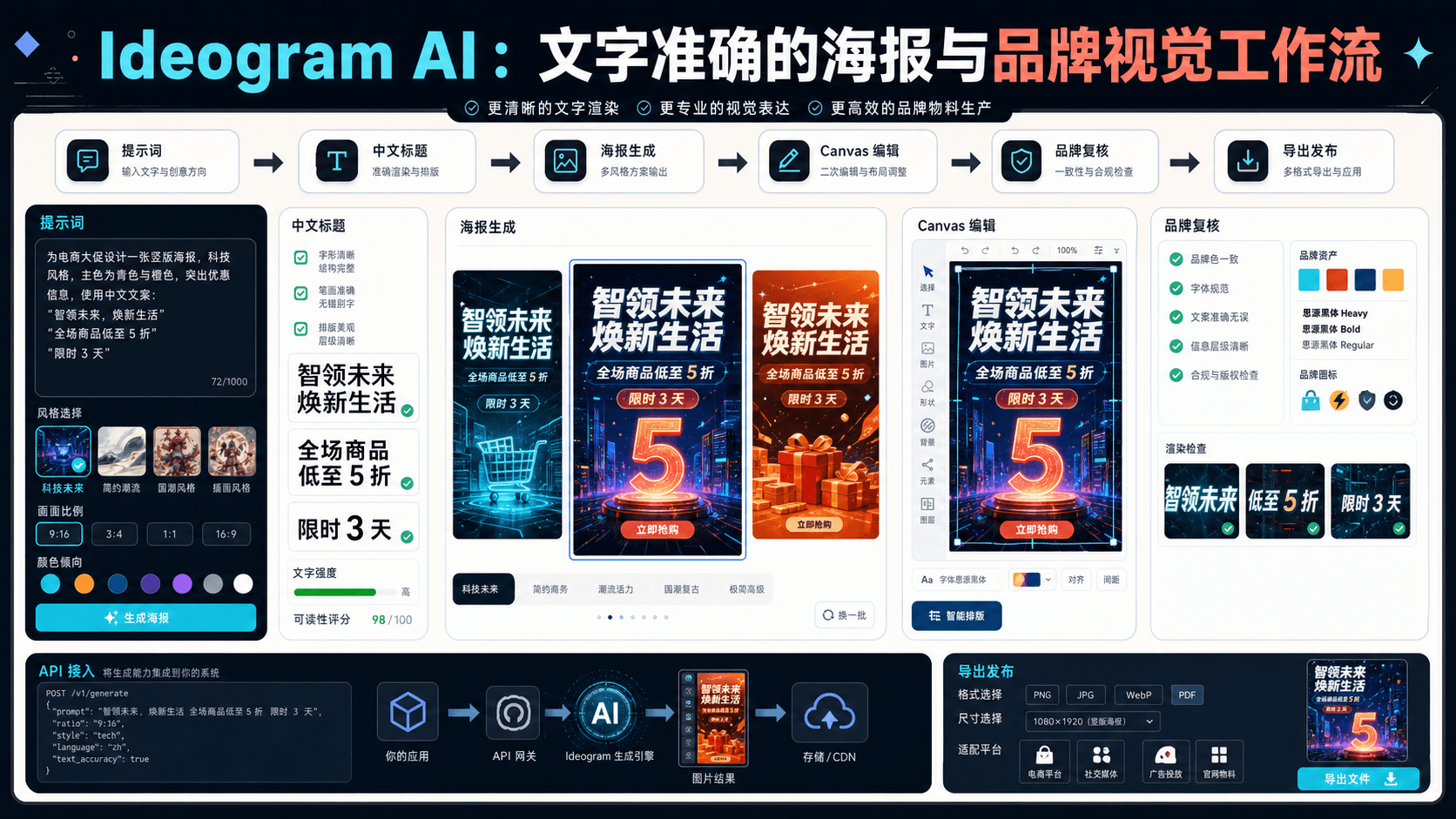Ideogram AI:文字准确的海报与品牌视觉工作流,重点不是“更会画”,而是能不能发布