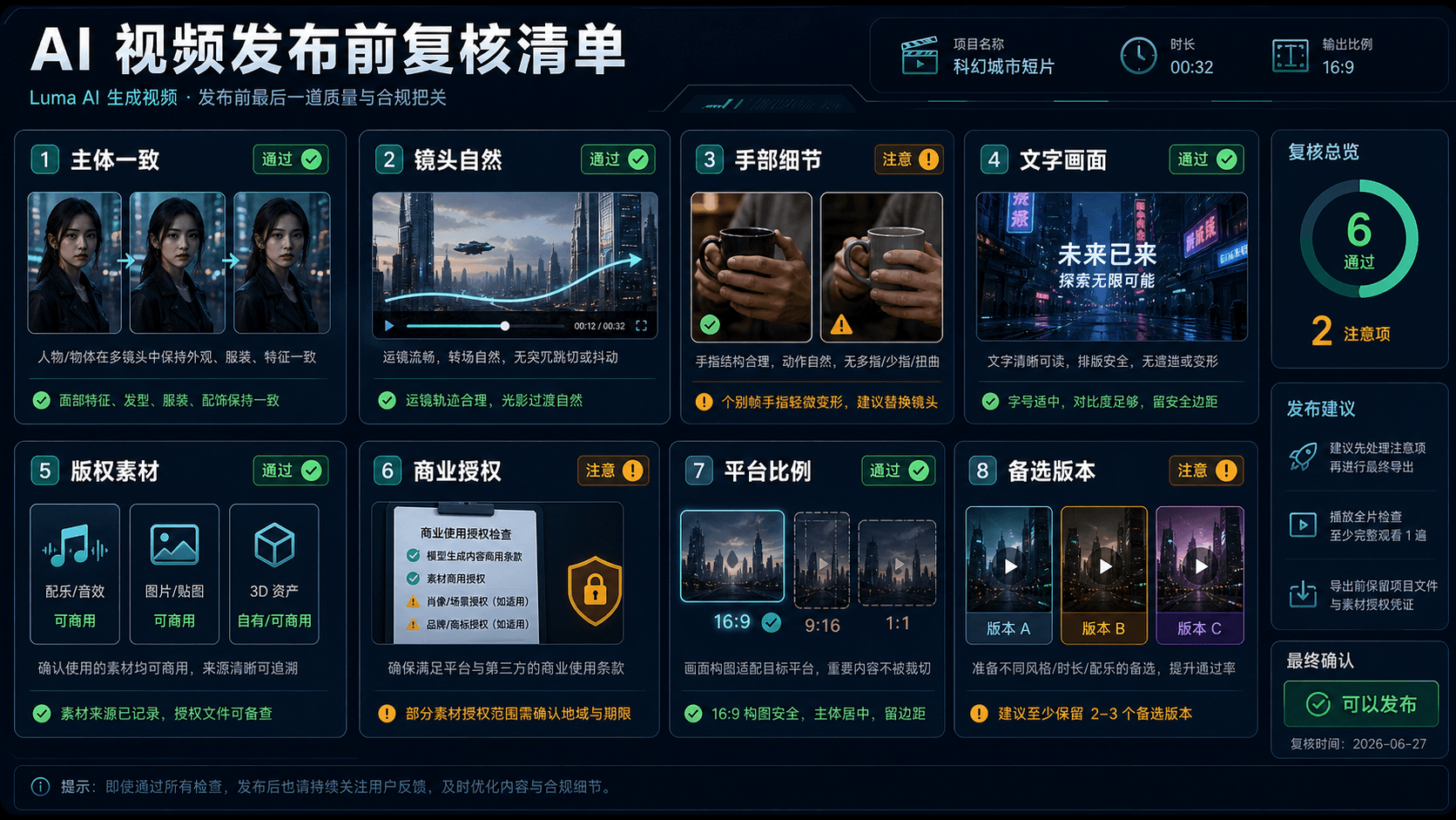 AI 视频发布前复核清单