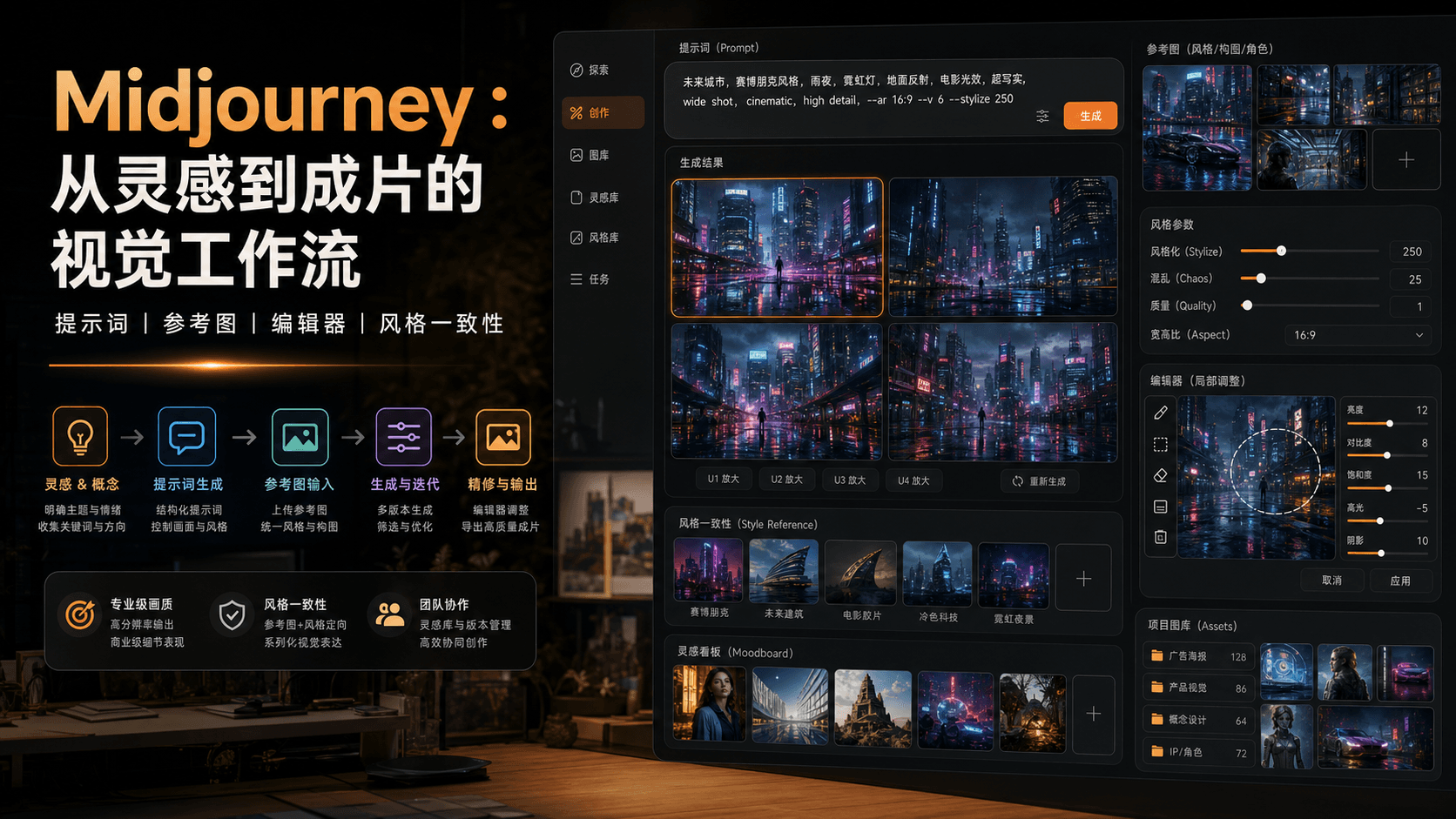 Midjourney:从灵感到成片的视觉工作流,别再只把它当提示词玩具