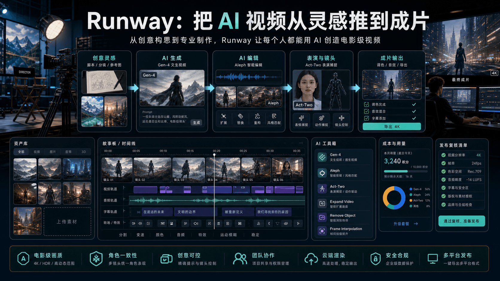 Runway:把 AI 视频从灵感推到成片,关键是素材一致性和发布复核
