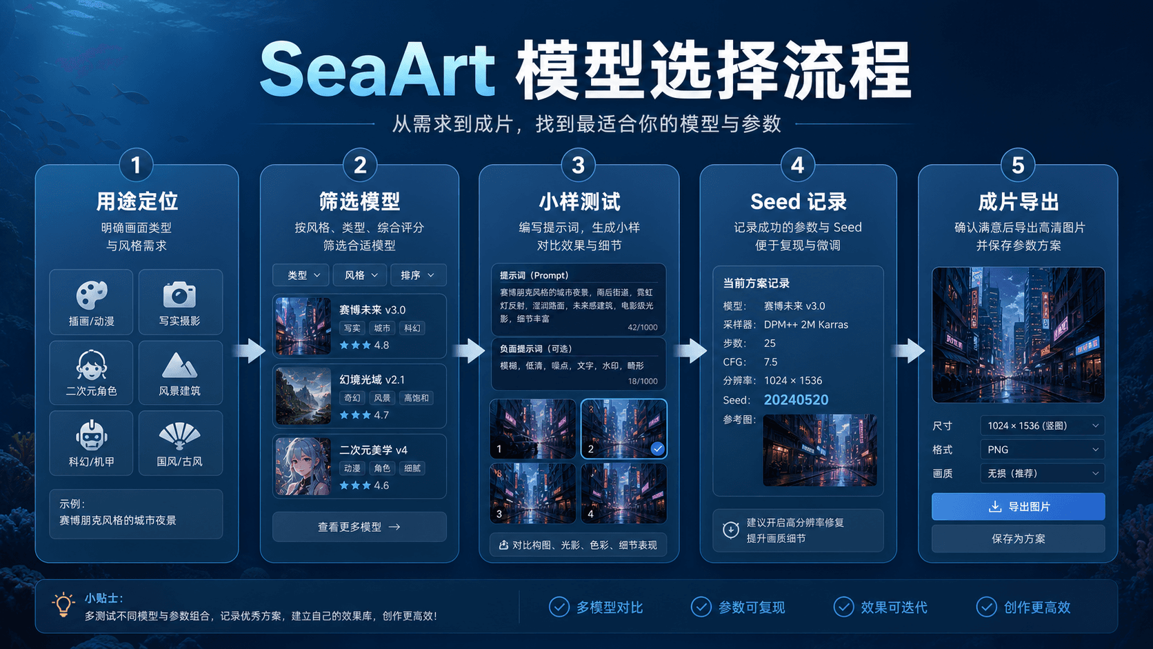 SeaArt 模型选择流程