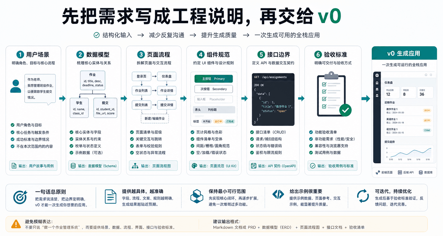 先把需求写成工程说明,再交给 v0