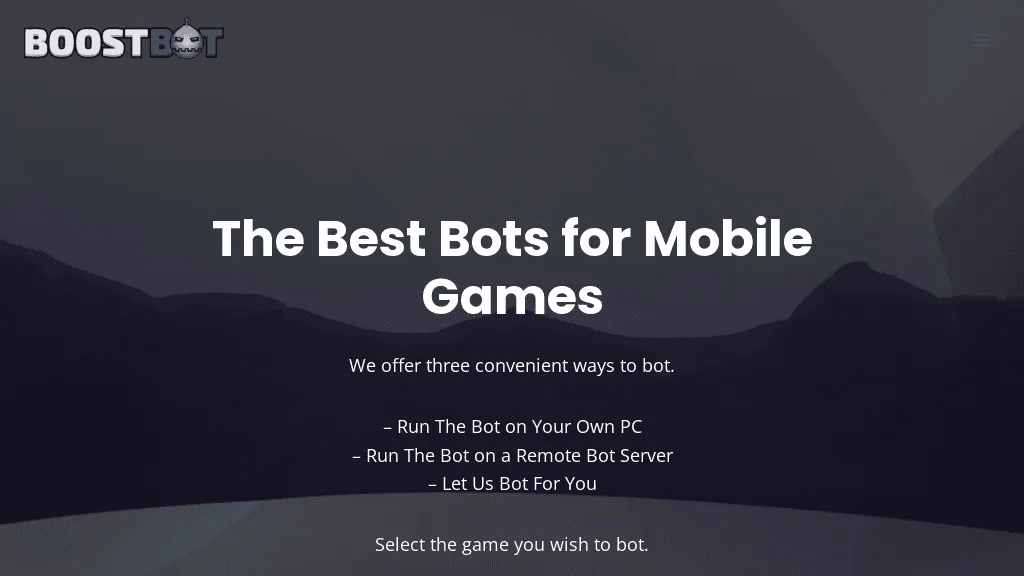BoostBot Mobile Game Bots 官网截图