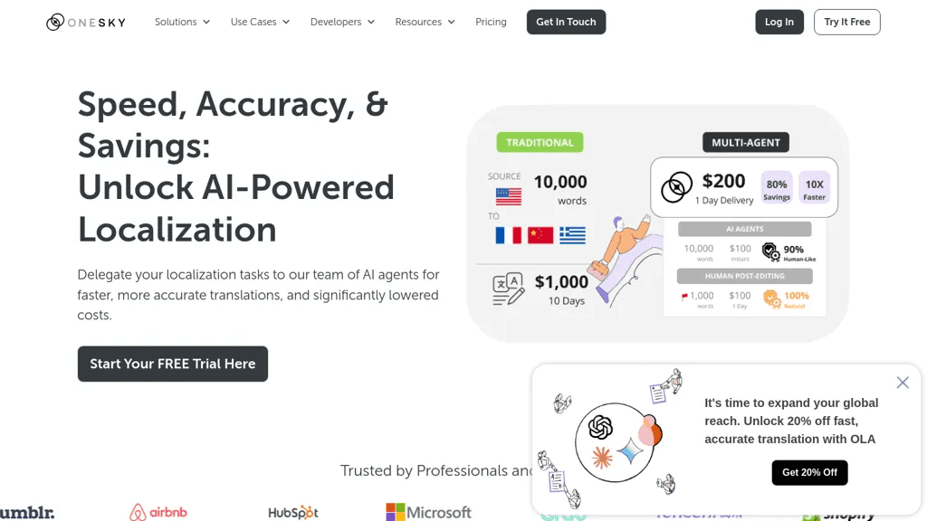 OneSky Localization Agent 官网截图